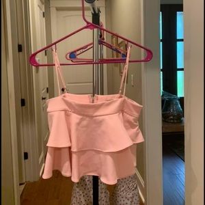 Pink ruffle crop top